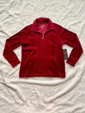 Three Hearts Velour Track Jacket Wine Red Size Medium